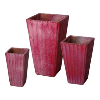 Fluted Ceramic Planters (Set of 3) For Sale