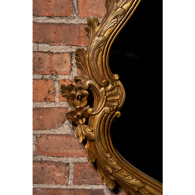 Antique Massive French Giltwood Mirror With Floral Crest For Sale - Image 4 of 7