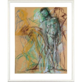 1980s "Figures in Motion" Abstract Expressionist Pastel Drawing by Gayel Childress, Framed For Sale