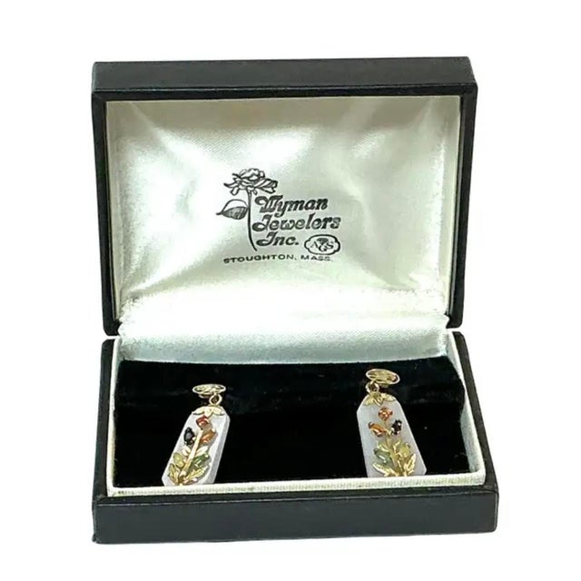 Multicolor Jade Asian Dangle Earrings, 14k Gold For Sale - Image 9 of 9