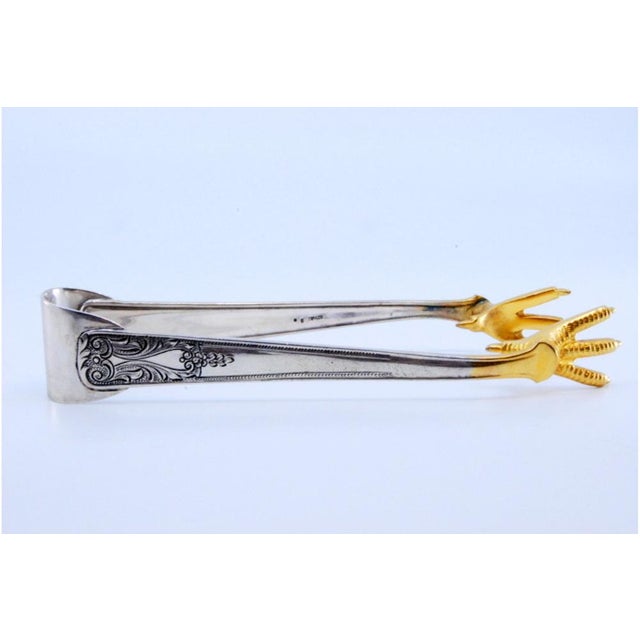 Silver Ice Tongs in the Shape of Golden Claws For Sale - Image 10 of 11