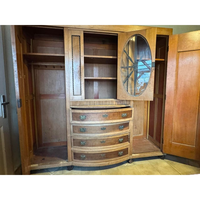 Art Deco Wooden Cabinet with Oval Glass Window and Drawers, 1930s For Sale - Image 4 of 7