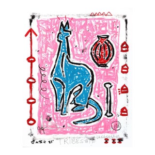 Tall Tail Vessel - Original Pop Street Art Acrylic Painting on Newspaper by Gary John For Sale