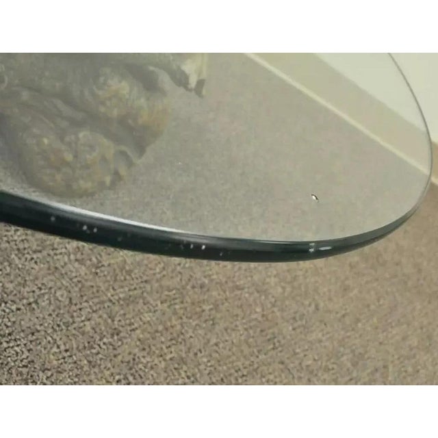 Vintage Mid Century Modern Live Edge Glass Top Burl Wood Pedestal Coffee Table For Sale - Image 9 of 11