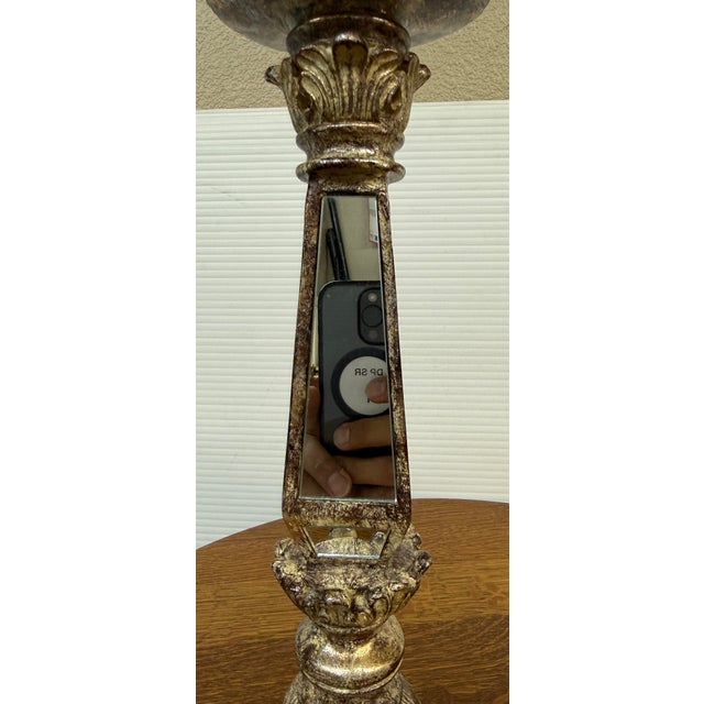Neoclassical Revival Mirrored Column Candleholders, Pair For Sale - Image 11 of 12