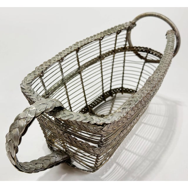 Antique Braided French Silver-Plated Wine Holder For Sale - Image 10 of 10
