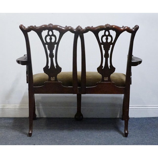 Henredon Furniture Solid Mahogany Traditional Chippendale Style Settee For Sale In Kansas City - Image 6 of 9