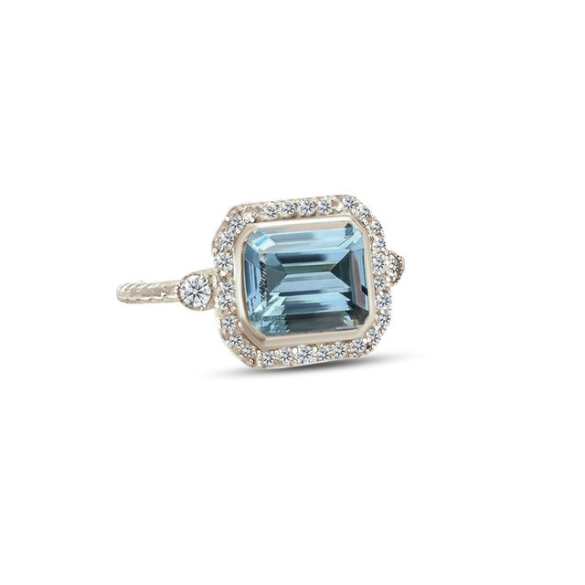 Natural Aquamarine Diamond Ring 6.5 14k White Gold 3.05 TCW Certified For Sale - Image 13 of 13