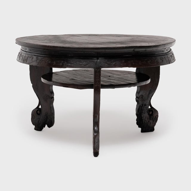 Chinese Antique Chinese Six Treasures Round Table, 19th Century For Sale - Image 3 of 6