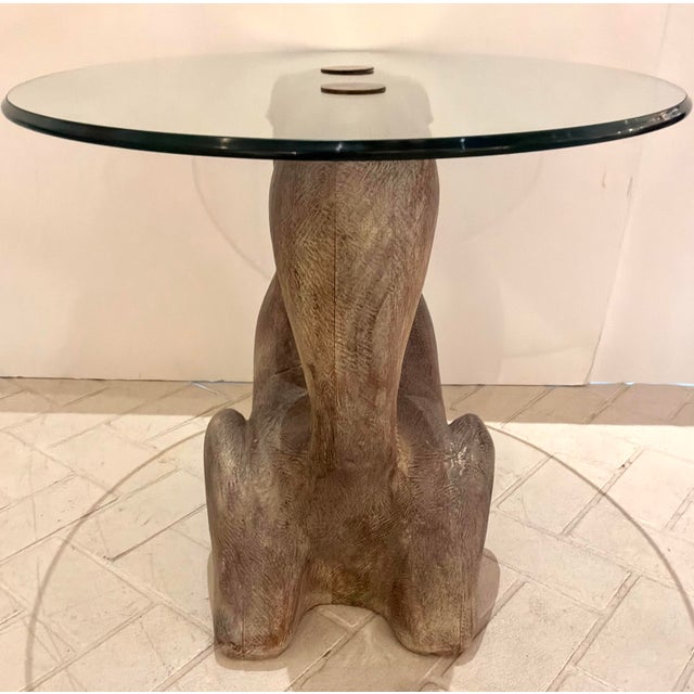 1960s Mid-Century Modern Vintage Carved Wood Food Dog End Tables Pair For Sale - Image 5 of 7