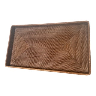1960s Extra Large Woven Rattan Tray For Sale