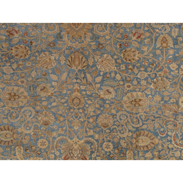 Antique Persian Mashad Carpet, Handmade Oriental Rug, Soft, Taupe, Lt Blue Beige For Sale - Image 11 of 18