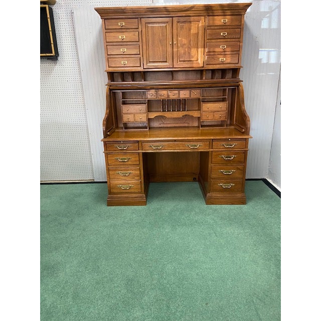Jasper Cabinet Company Roll Top Desk With Top Cabinet For Sale In Miami - Image 6 of 6