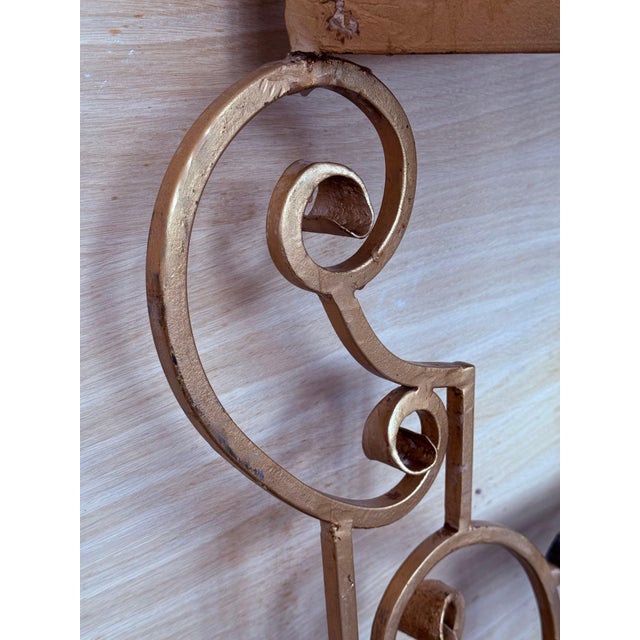 French 19th Louis XV Wrought Iron Gilded Console with Marble top and Low Shelve For Sale - Image 13 of 18