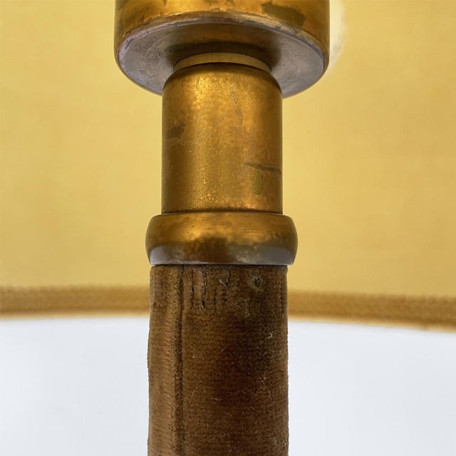 Italian Art Deco Round Velvet and Brass Floor Lamp, 1940s For Sale - Image 14 of 18