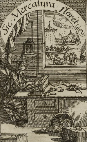 J. Meyer, Allegory of the Successful Merchant, 17th-Century, Etching