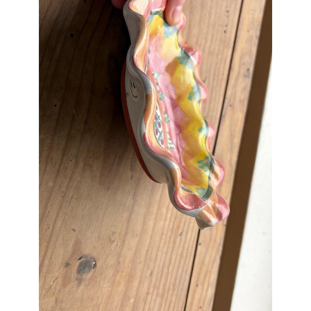 MacKenzie-Childs Hand-Painted Scalloped Ceramic Plate – Keuka Park, New York For Sale - Image 11 of 13