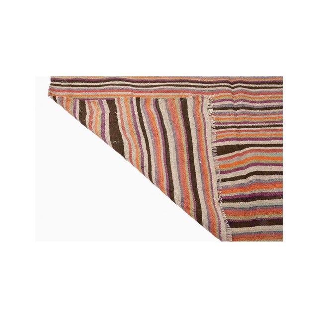 1970s Faded Vintage Striped Kilim Rug - 5`1" X 12`6" For Sale - Image 5 of 6
