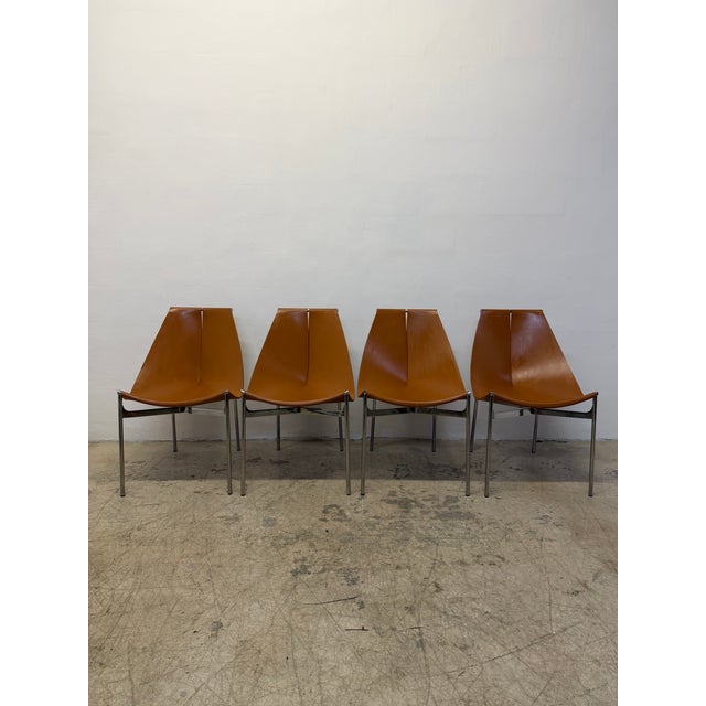 Gordon Guillaumier Leather Sling Lyo Dining Chairs for Frag, Italy - Set of Four For Sale In Miami - Image 6 of 17