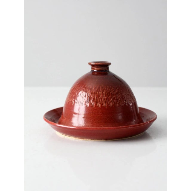 Brown Vintage Studio Pottery Kitchen Cloche For Sale - Image 8 of 11