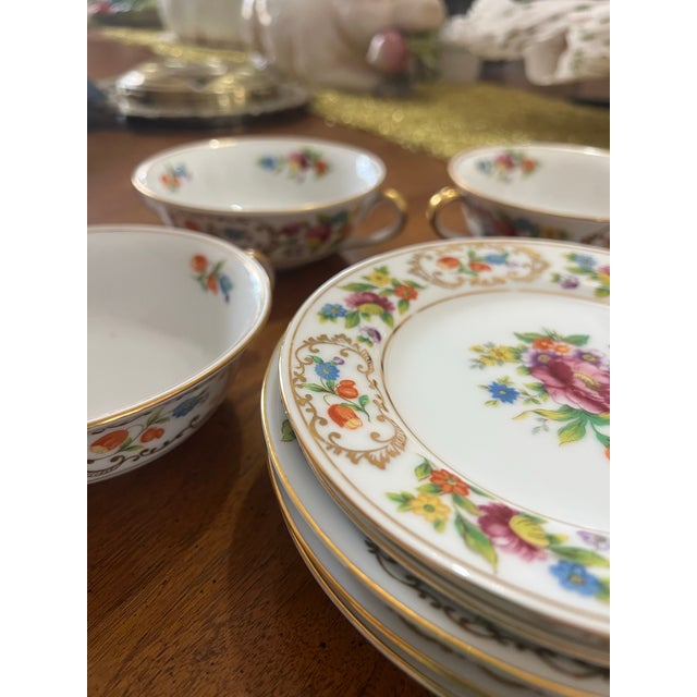 1970s Noritake Dresdena Floral Plates and Bowls- Set of 10 For Sale - Image 9 of 10