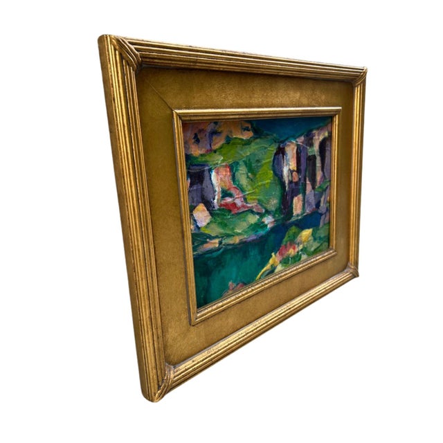 A bold, color-rich acrylic painting (on panel) titled Rock Quarry by K. Bergstrom-Catriona, executed in a vibrant...