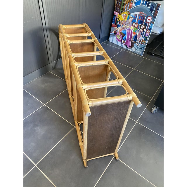 Vintage Leather and Rattan Bookcase, 1970s For Sale - Image 15 of 18