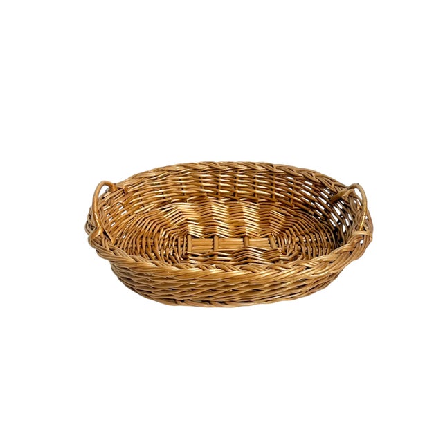 Charming small size vintage wicker two handle basket tray. Perfect for display. Sourced in France.