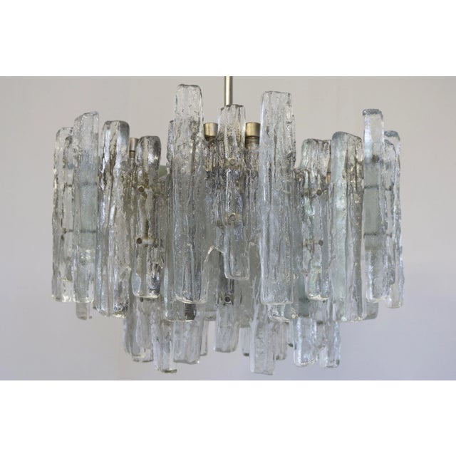 Kalmar Large Mid-Century Modern Chandelier Ice Glass from J.T. Kalmar, 1960s For Sale - Image 4 of 13