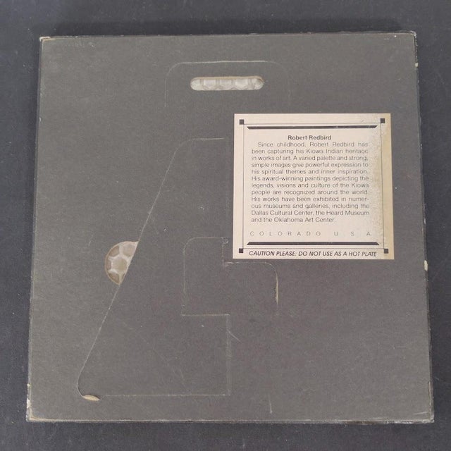 Vintage Mid Century Painted Ceramic Art Tile "The Fox Song" by Kiowa Native American Artist Robert Redbird For Sale In Houston - Image 6 of 6