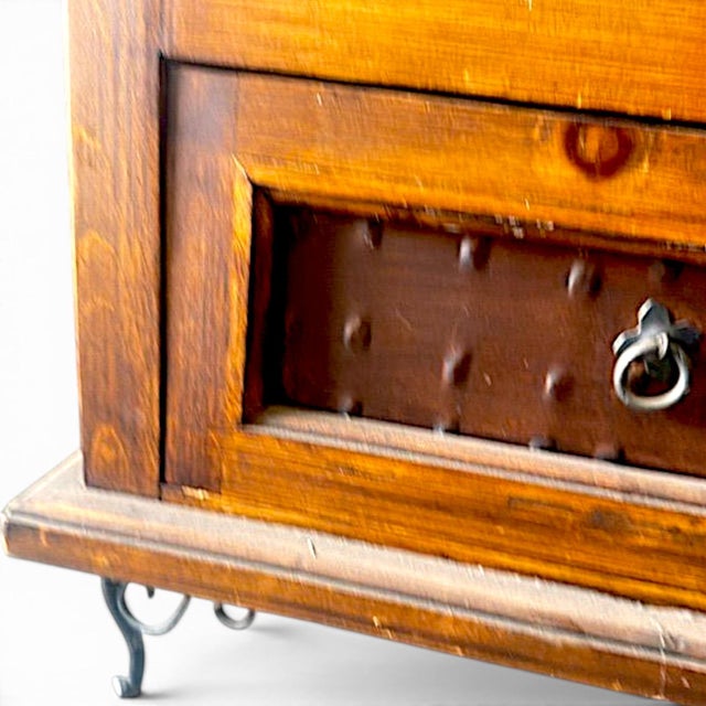 Mexican Rustic Southwestern Pine 3-Drawer Planked Clavo Chest or Nightstand For Sale - Image 3 of 14