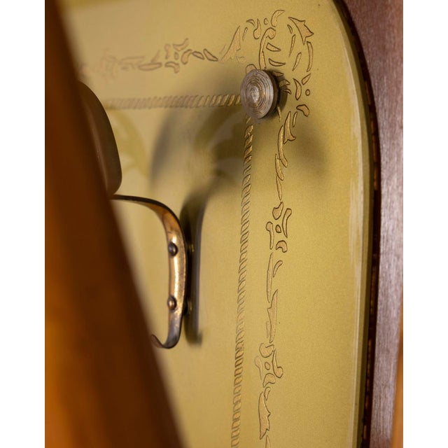 Vintage Italian Wall Coat Rack in Wood and Decorated Glass, 1950s For Sale - Image 10 of 18