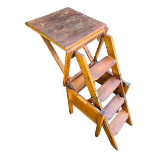 Wooden Step Stool with Ladder, 1960s For Sale