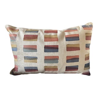 Room & Board Hand-Printed Geometric Cotton Velvet Lumbar Pillow For Sale