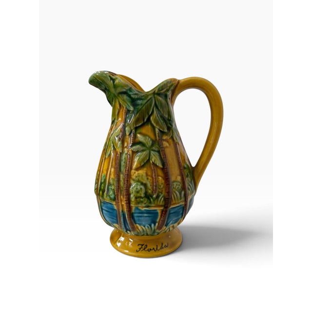 Traditional Vintage Florida Souvenir Palm Tree Pitcher For Sale - Image 3 of 8