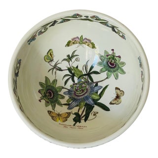 Large Mixing Botanical Ceramic Bowl With Butterflies English For Sale
