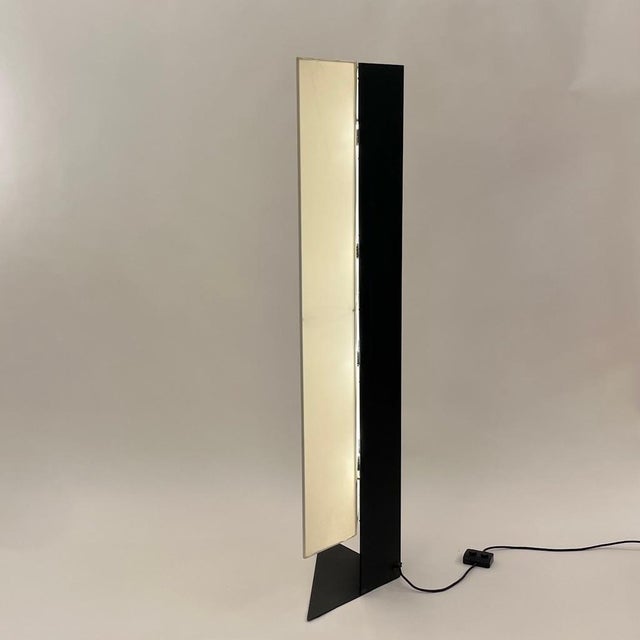 Metal Accademia Floor Lamp in Black Structured Steel and White Jersey Fabric by Cini Boeri for Artemide, Italy, 1978 For Sale - Image 7 of 15