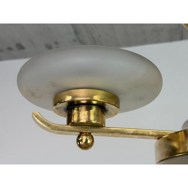 Metal Art Deco Czech Polished Brass Chandelier, 1930s For Sale - Image 7 of 13