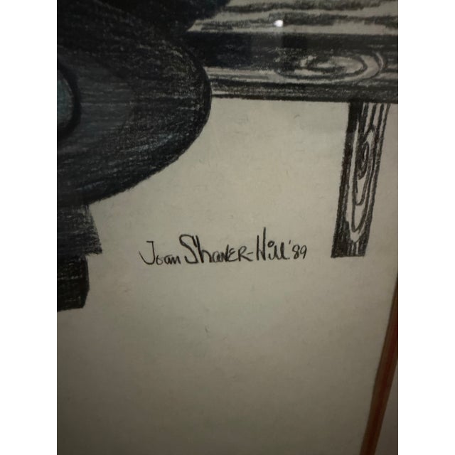 1980s John Showalter Amish Men on Bench 1989 Sketching, 25x28 For Sale - Image 5 of 7