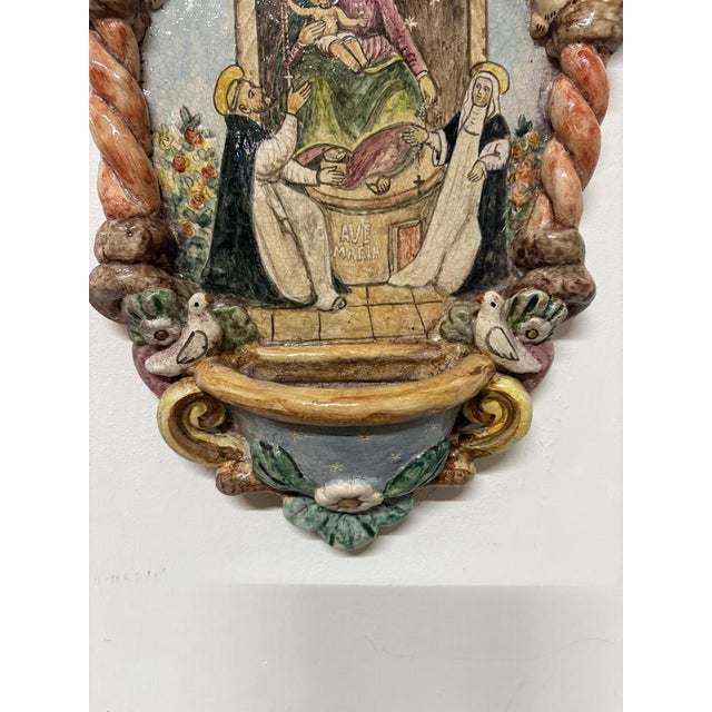 Holy Water Stoup of Our Lady of Pompeii, 1950 For Sale - Image 6 of 8