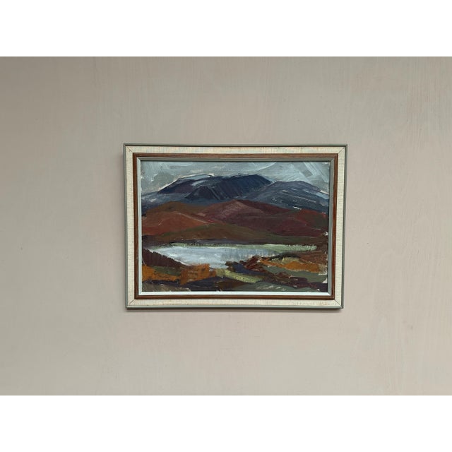 Original Swedish Oil on Canvas – “Landscape with Mountains and Water” by Unidentified Artist – Signed – Vintage & Framed –...