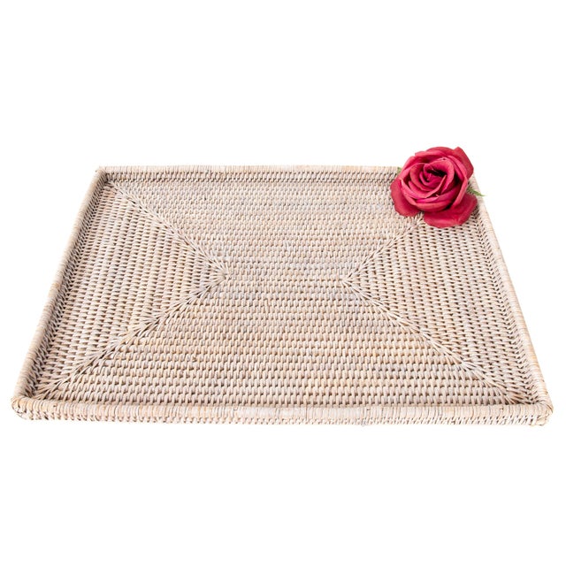 Boho Chic Artifacts Rattan Rectangular Tray For Sale - Image 3 of 6
