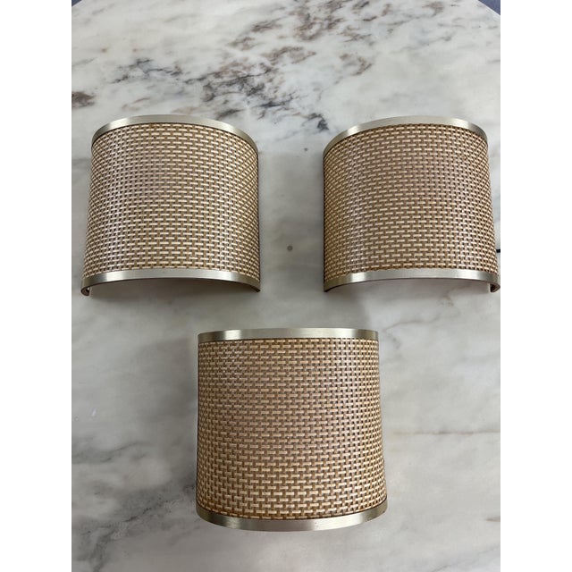 Mid-Century Rattan Wall Lamps, 1960s, Set of 3 For Sale - Image 9 of 17