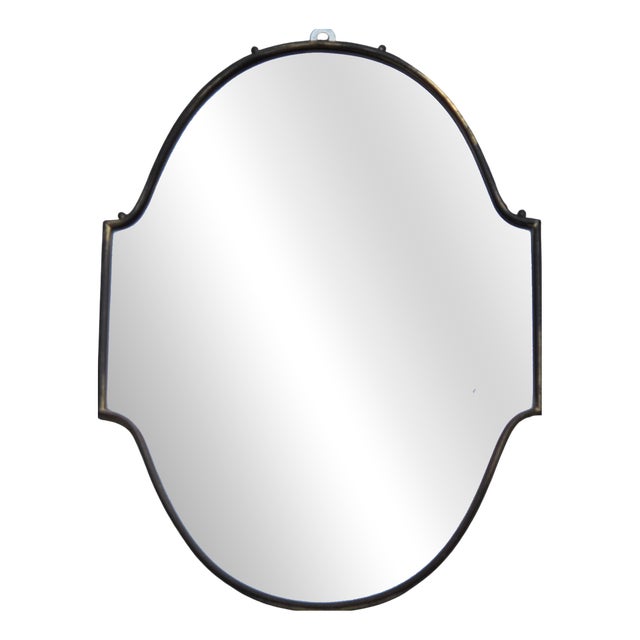Small Italian Brass Shaped Mirror, 1950s For Sale