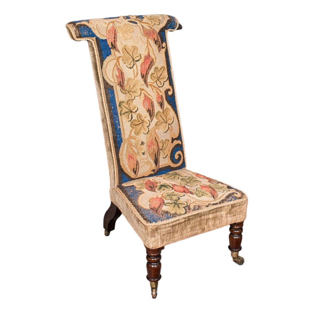 Antique Prayer Chair, English, Needlepoint, Ecclesiastical, Prie Dieu, Regency For Sale