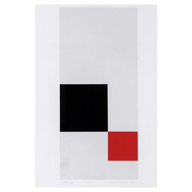 Jo Niemeyer, Composition in Red, Black and White For Sale - Image 3 of 3