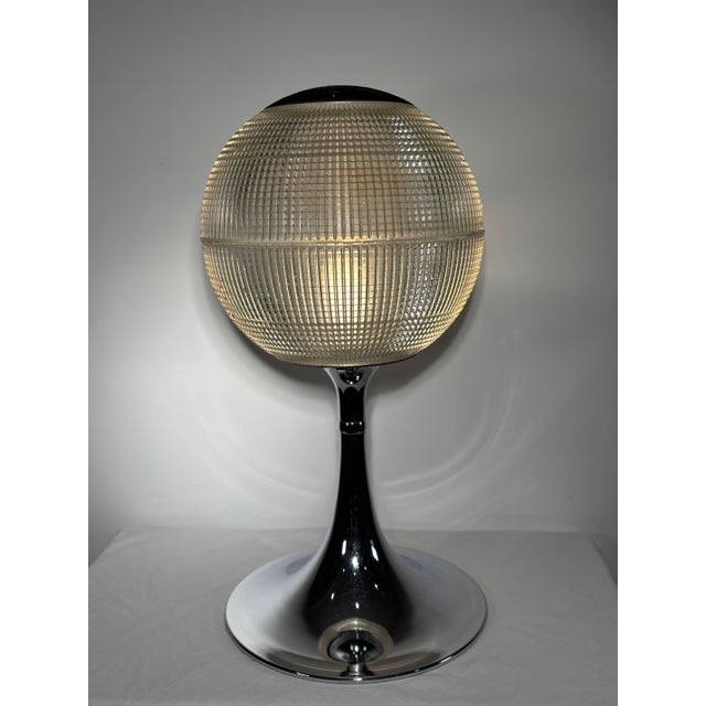 Holophane Parisian Globe on Chrome Stand from Holophane, France, 1970s For Sale - Image 4 of 14