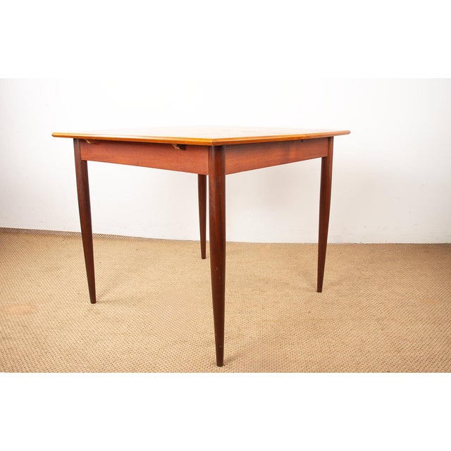 Small Danish Teak Square Extendable Dining Table, 1960s For Sale - Image 6 of 15