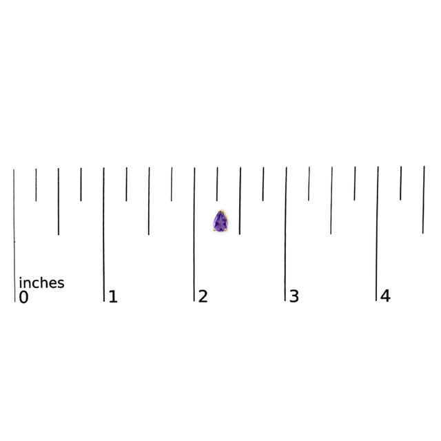 Early 21st Century 14K Yellow Gold 6x4MM Pear Shaped Purple Amethyst Solitaire Stud Earrings For Sale - Image 5 of 5