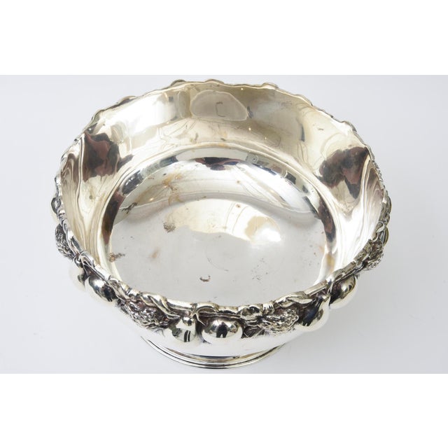 Vintage Large Silver Plated Bowl With Fruit Embellishments, 1950's For Sale - Image 4 of 10